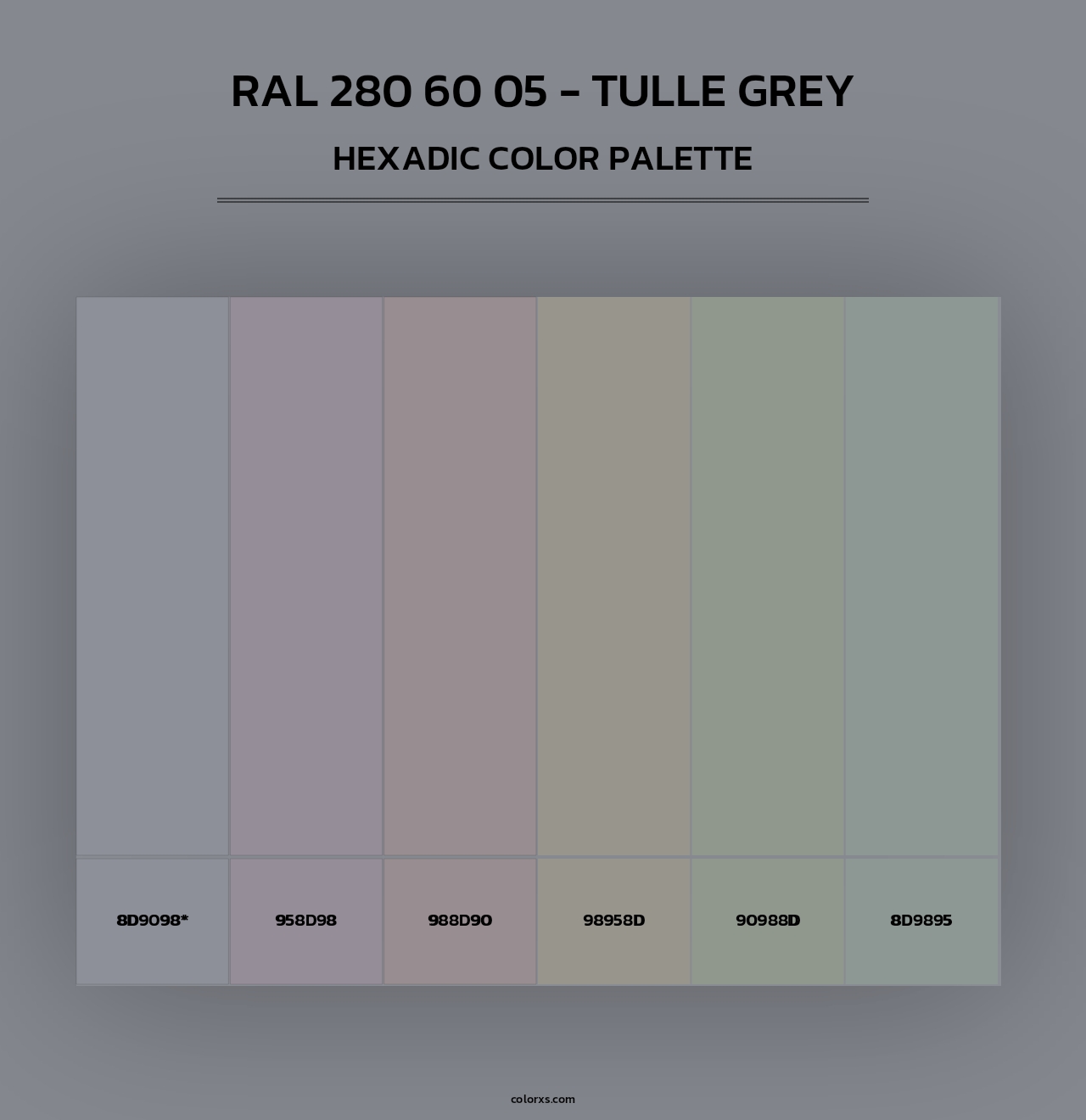 RAL 280 60 05 - Tulle Grey - Hexadic Color Palette