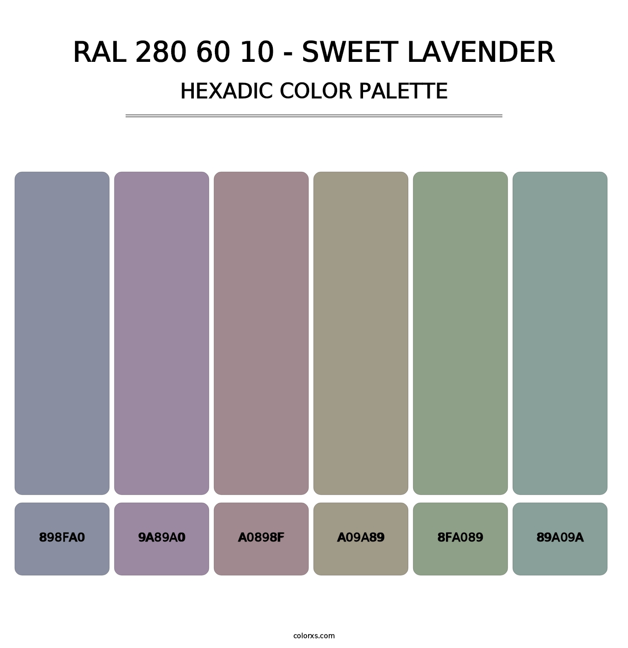 RAL 280 60 10 - Sweet Lavender - Hexadic Color Palette