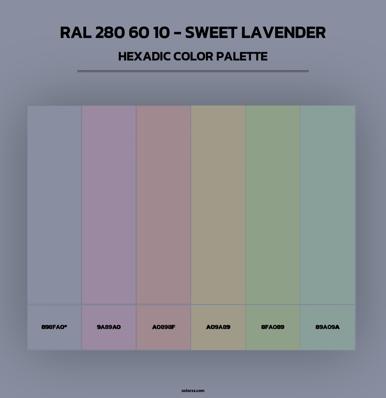 RAL 280 60 10 - Sweet Lavender - Hexadic Color Palette