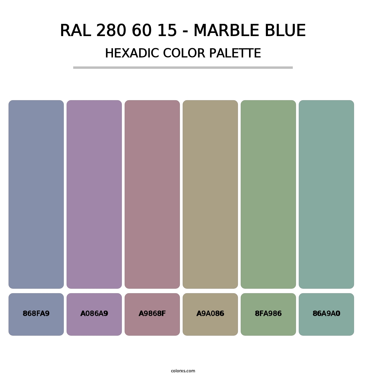 RAL 280 60 15 - Marble Blue - Hexadic Color Palette