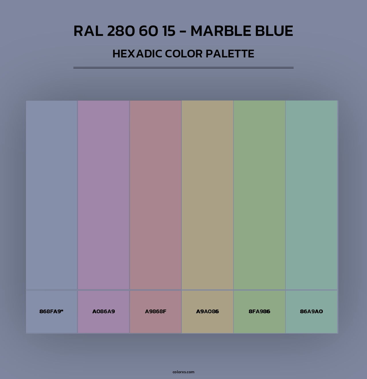 RAL 280 60 15 - Marble Blue - Hexadic Color Palette