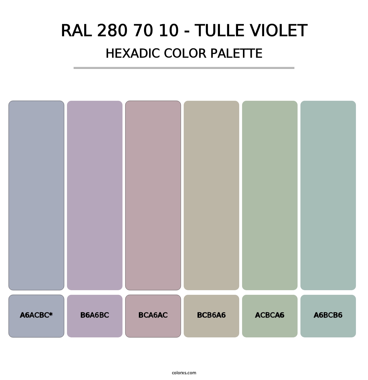 RAL 280 70 10 - Tulle Violet - Hexadic Color Palette