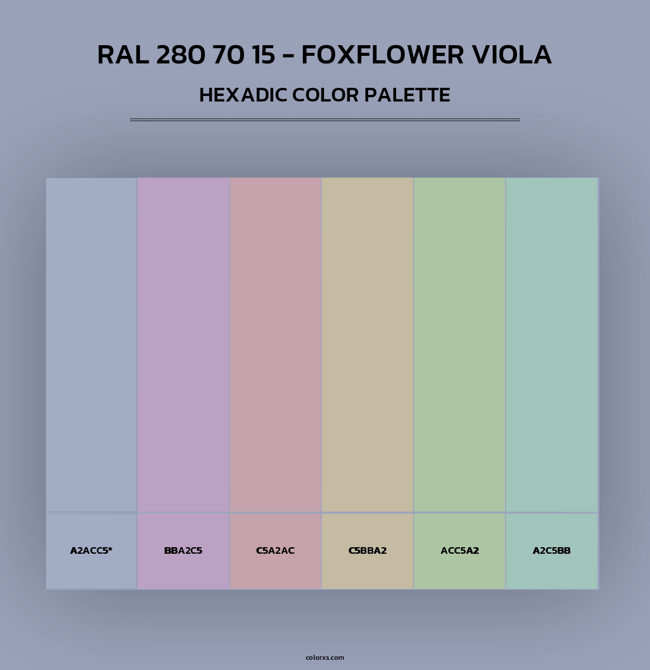RAL 280 70 15 - Foxflower Viola - Hexadic Color Palette