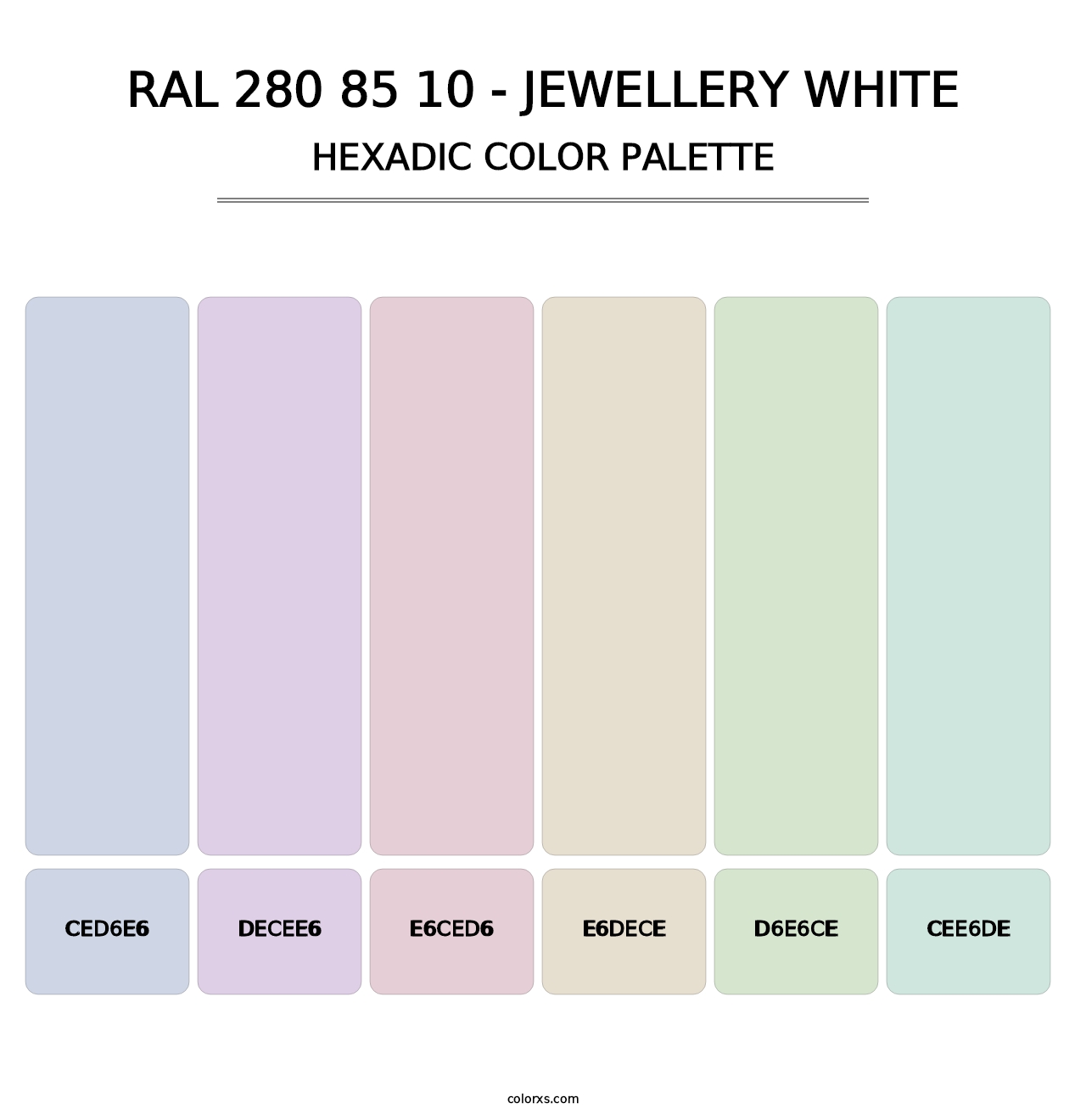 RAL 280 85 10 - Jewellery White - Hexadic Color Palette