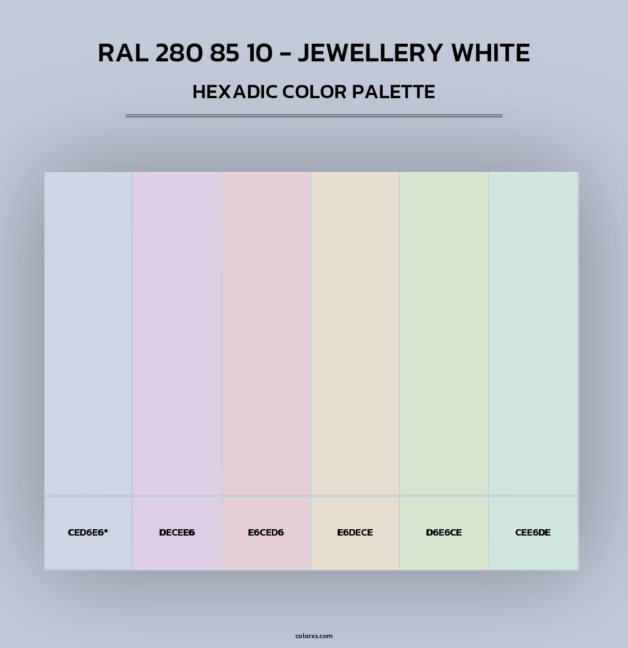 RAL 280 85 10 - Jewellery White - Hexadic Color Palette
