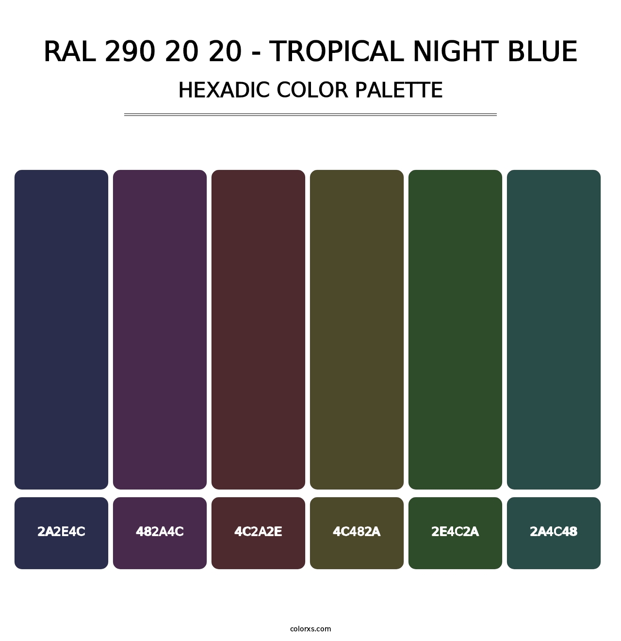 RAL 290 20 20 - Tropical Night Blue - Hexadic Color Palette
