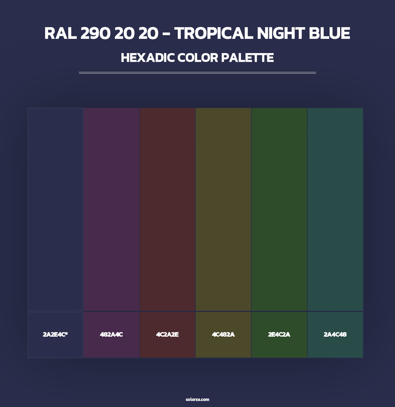 RAL 290 20 20 - Tropical Night Blue - Hexadic Color Palette
