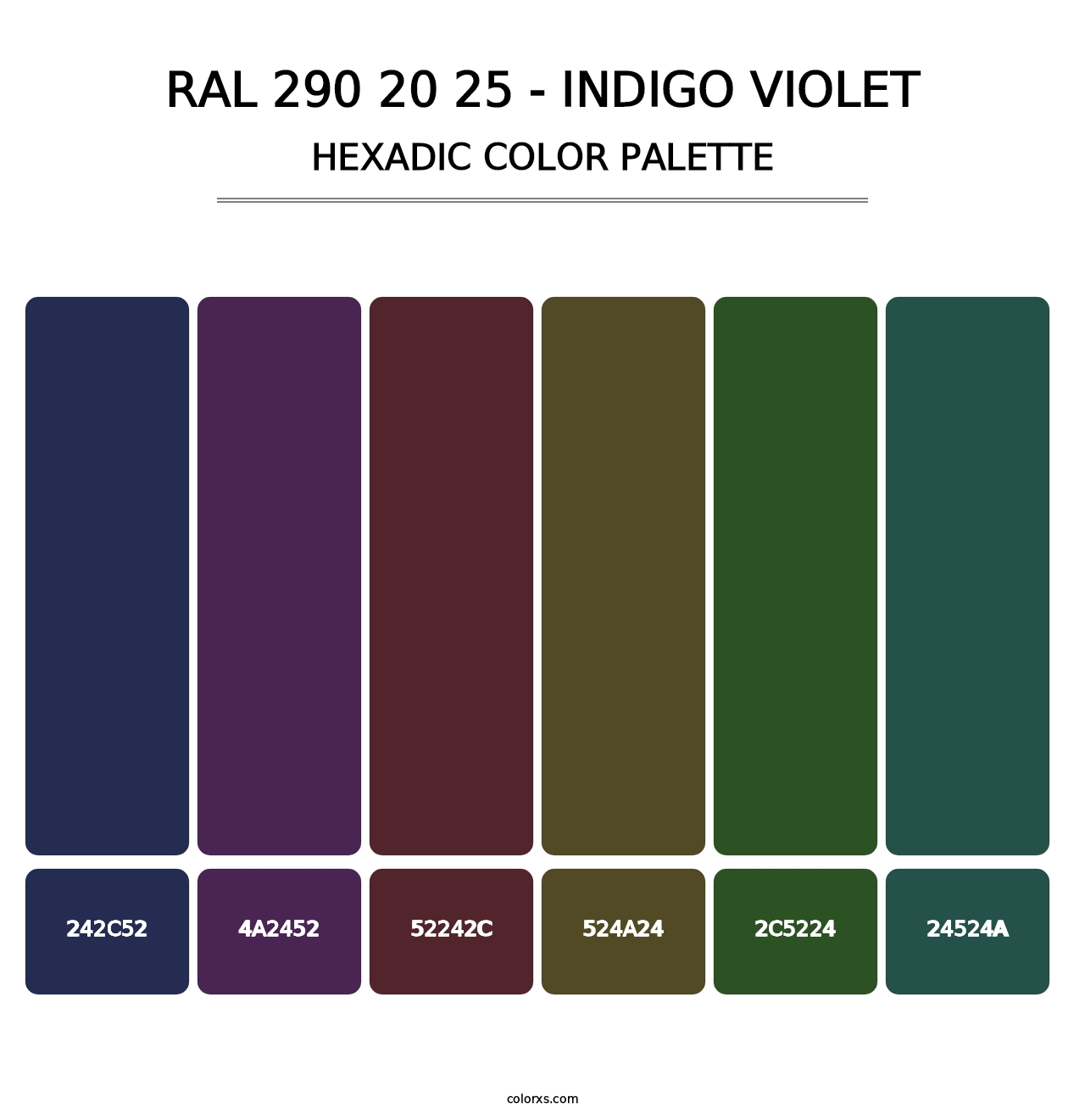 RAL 290 20 25 - Indigo Violet - Hexadic Color Palette