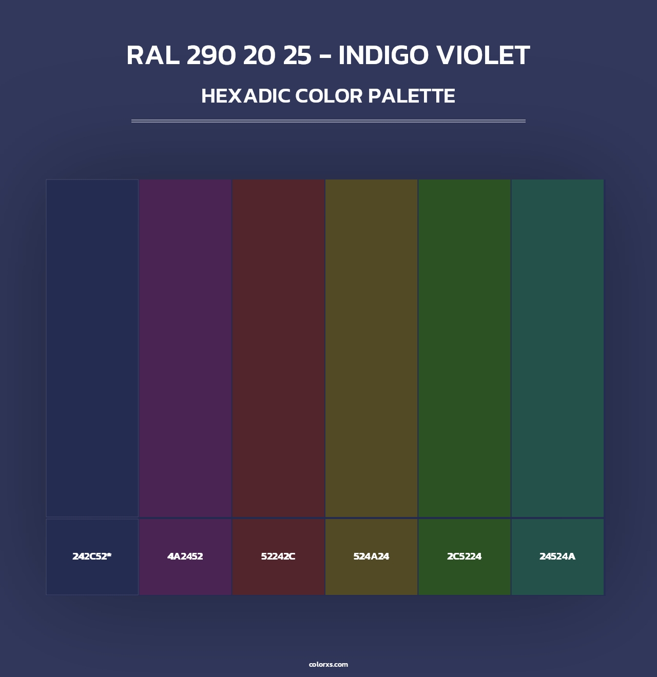 RAL 290 20 25 - Indigo Violet - Hexadic Color Palette