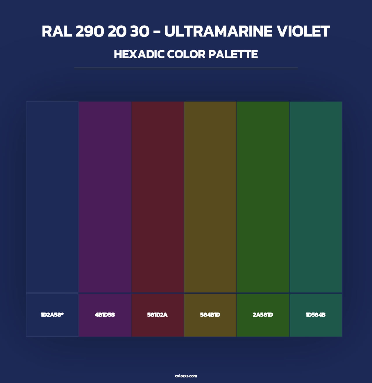 RAL 290 20 30 - Ultramarine Violet - Hexadic Color Palette