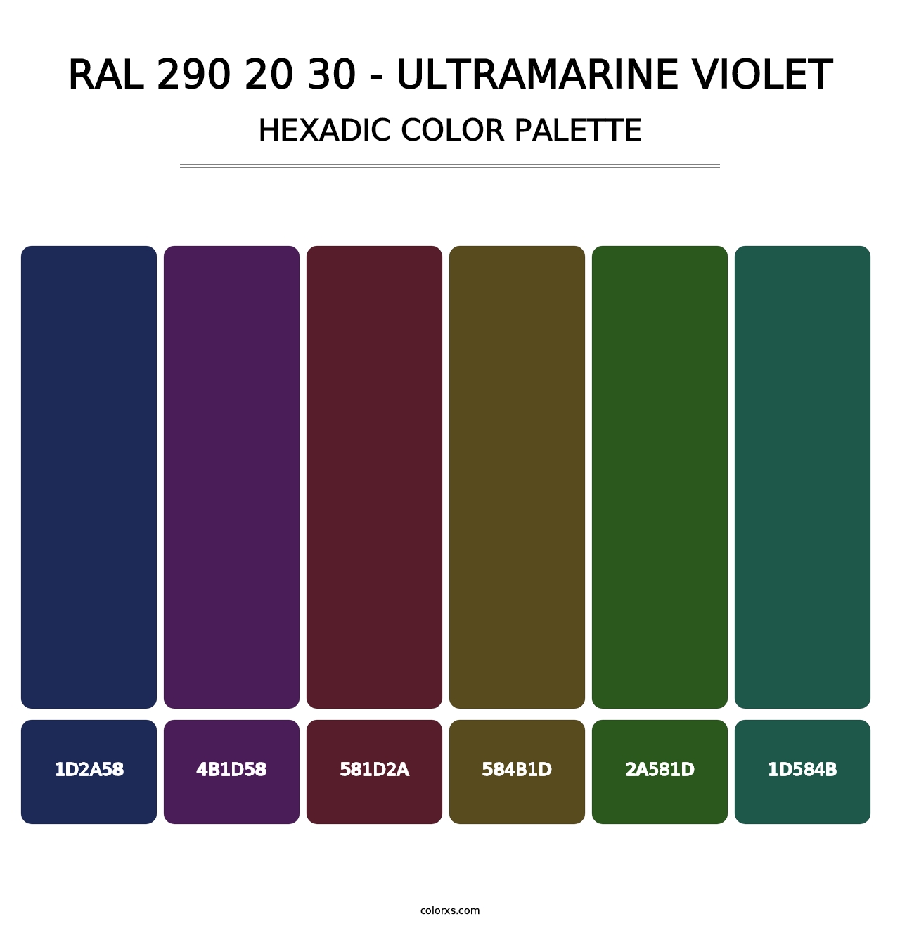 RAL 290 20 30 - Ultramarine Violet - Hexadic Color Palette