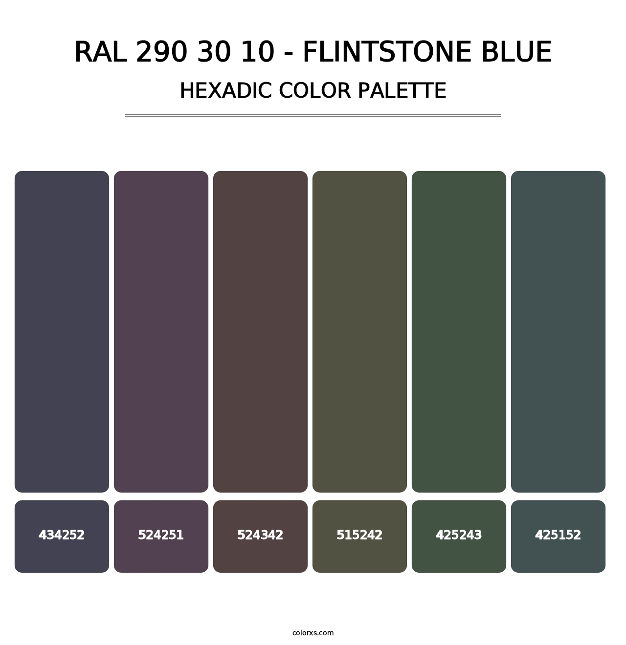RAL 290 30 10 - Flintstone Blue - Hexadic Color Palette
