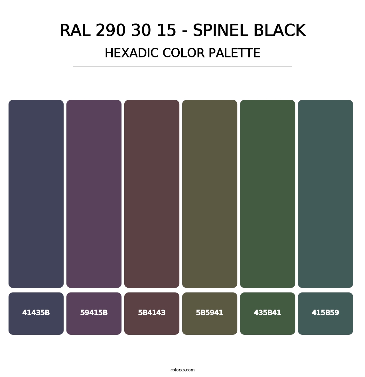 RAL 290 30 15 - Spinel Black - Hexadic Color Palette