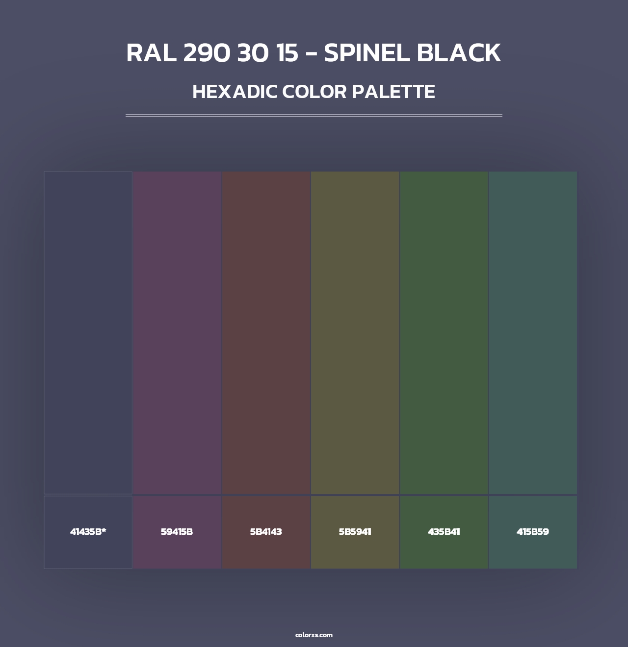 RAL 290 30 15 - Spinel Black - Hexadic Color Palette