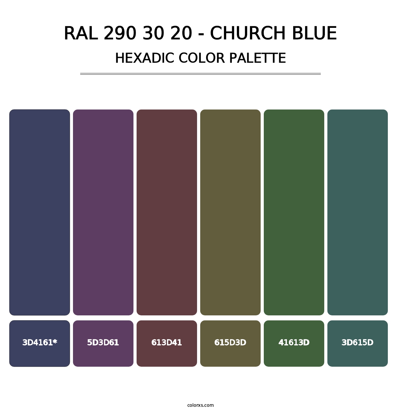 RAL 290 30 20 - Church Blue - Hexadic Color Palette