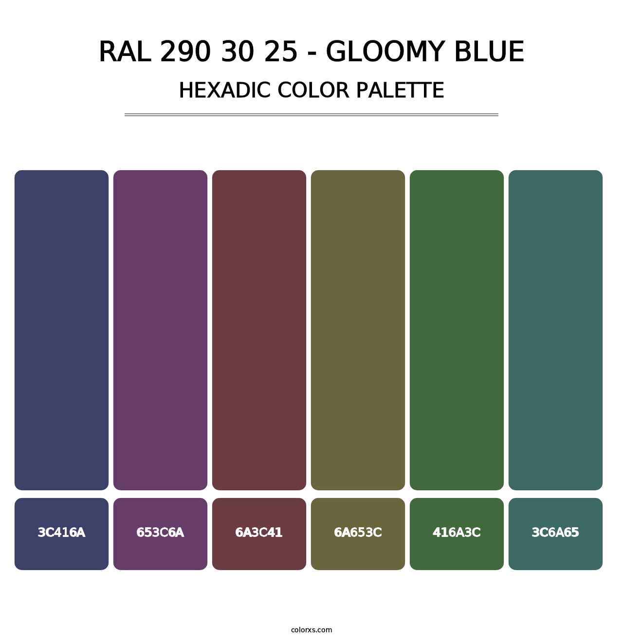 RAL 290 30 25 - Gloomy Blue - Hexadic Color Palette