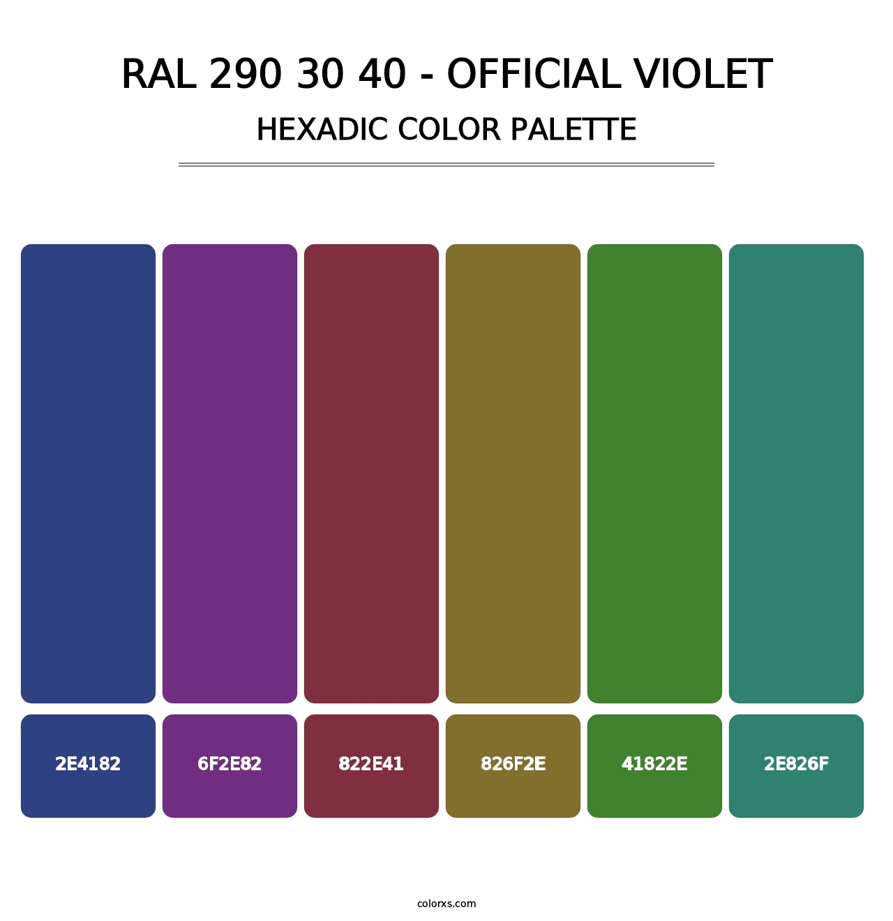 RAL 290 30 40 - Official Violet - Hexadic Color Palette
