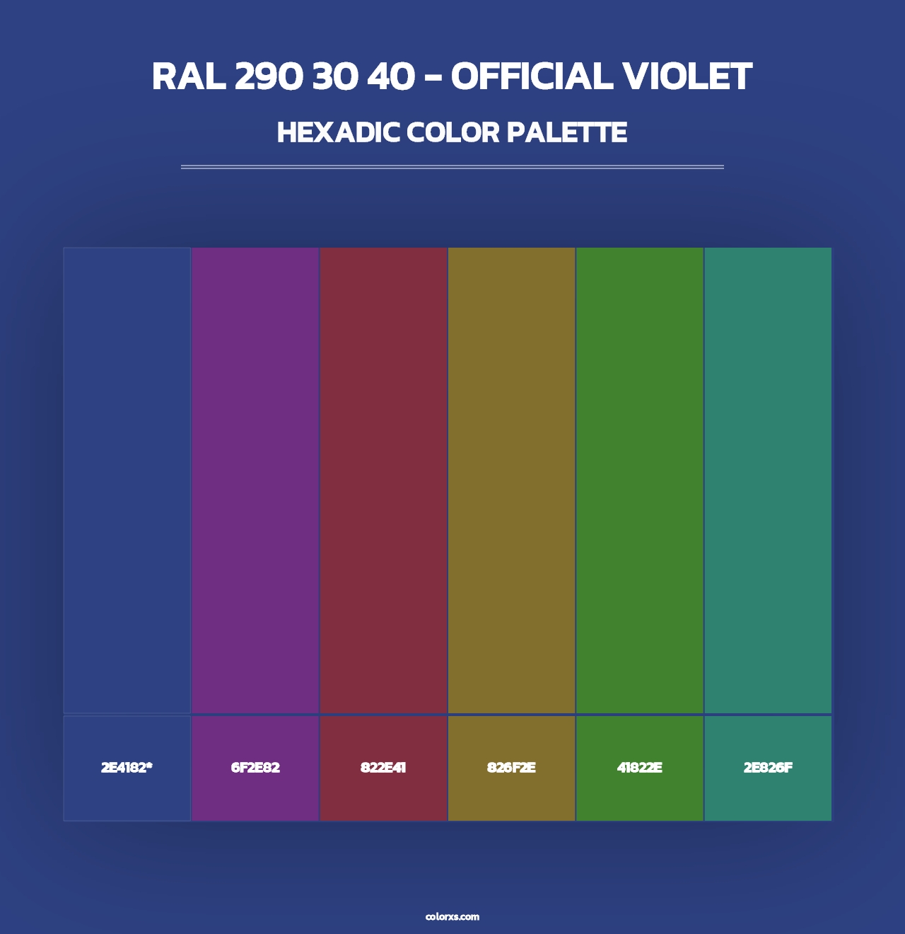 RAL 290 30 40 - Official Violet - Hexadic Color Palette