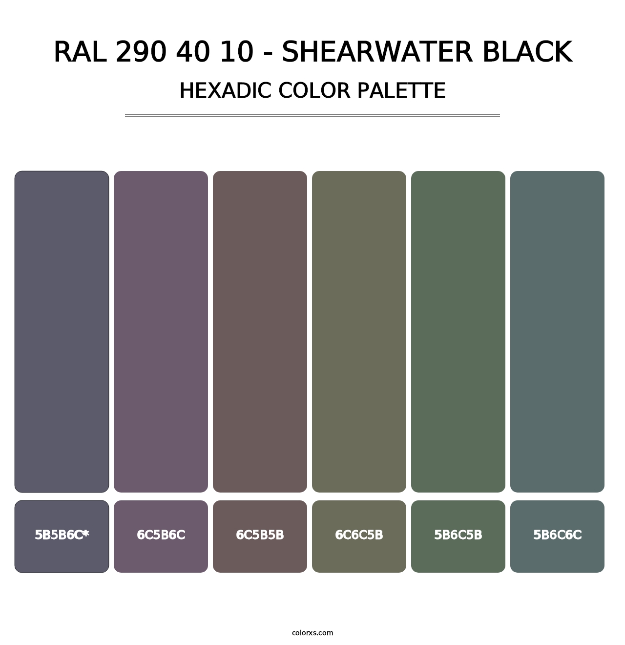 RAL 290 40 10 - Shearwater Black - Hexadic Color Palette