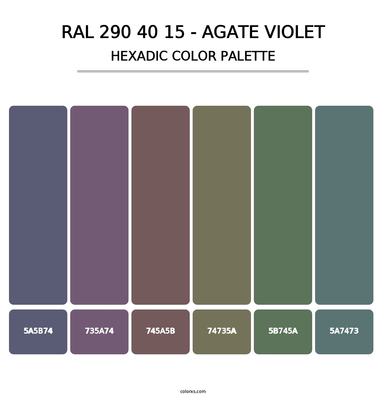 RAL 290 40 15 - Agate Violet - Hexadic Color Palette