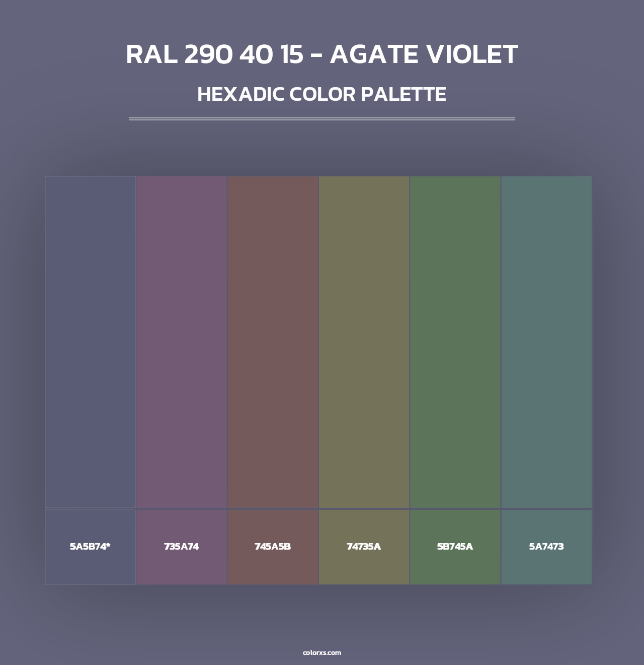 RAL 290 40 15 - Agate Violet - Hexadic Color Palette