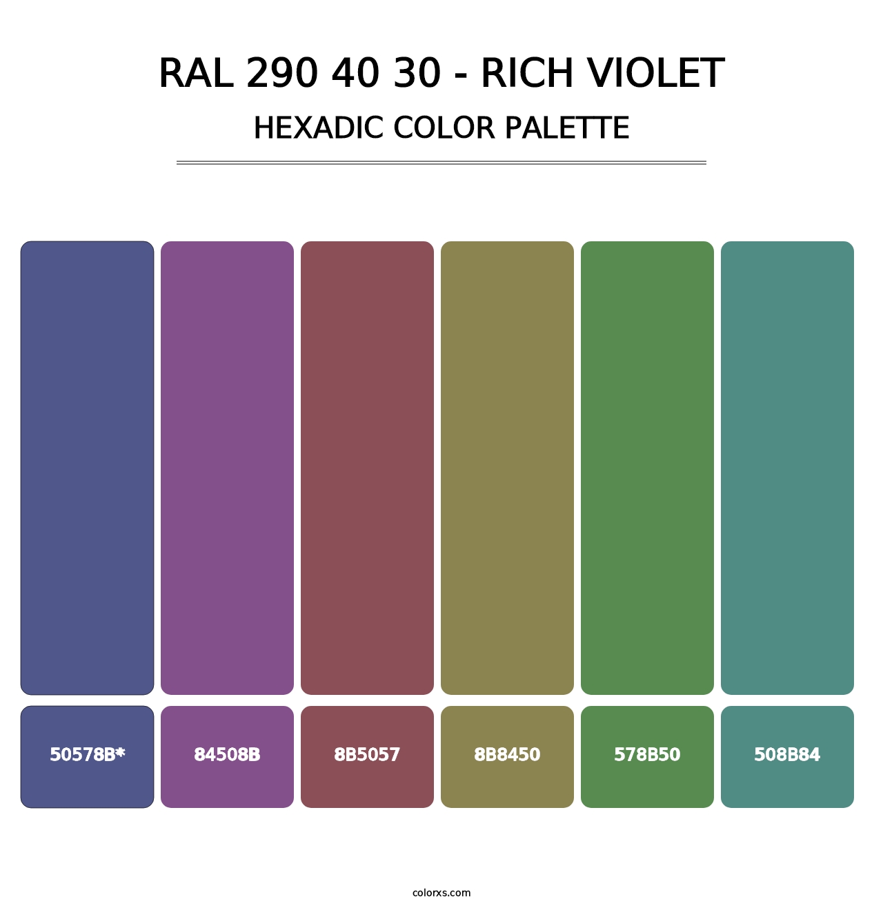 RAL 290 40 30 - Rich Violet - Hexadic Color Palette