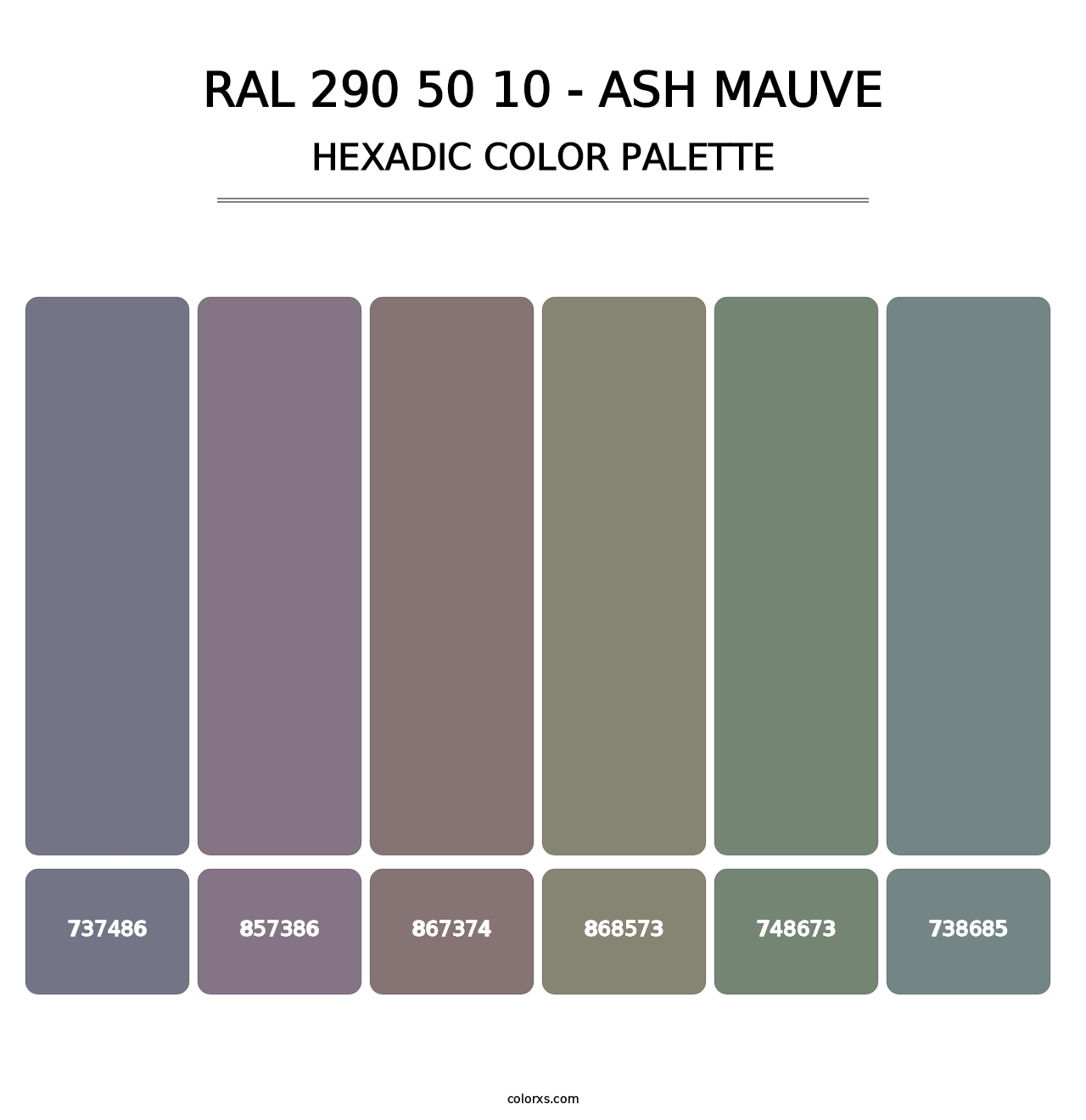 RAL 290 50 10 - Ash Mauve - Hexadic Color Palette