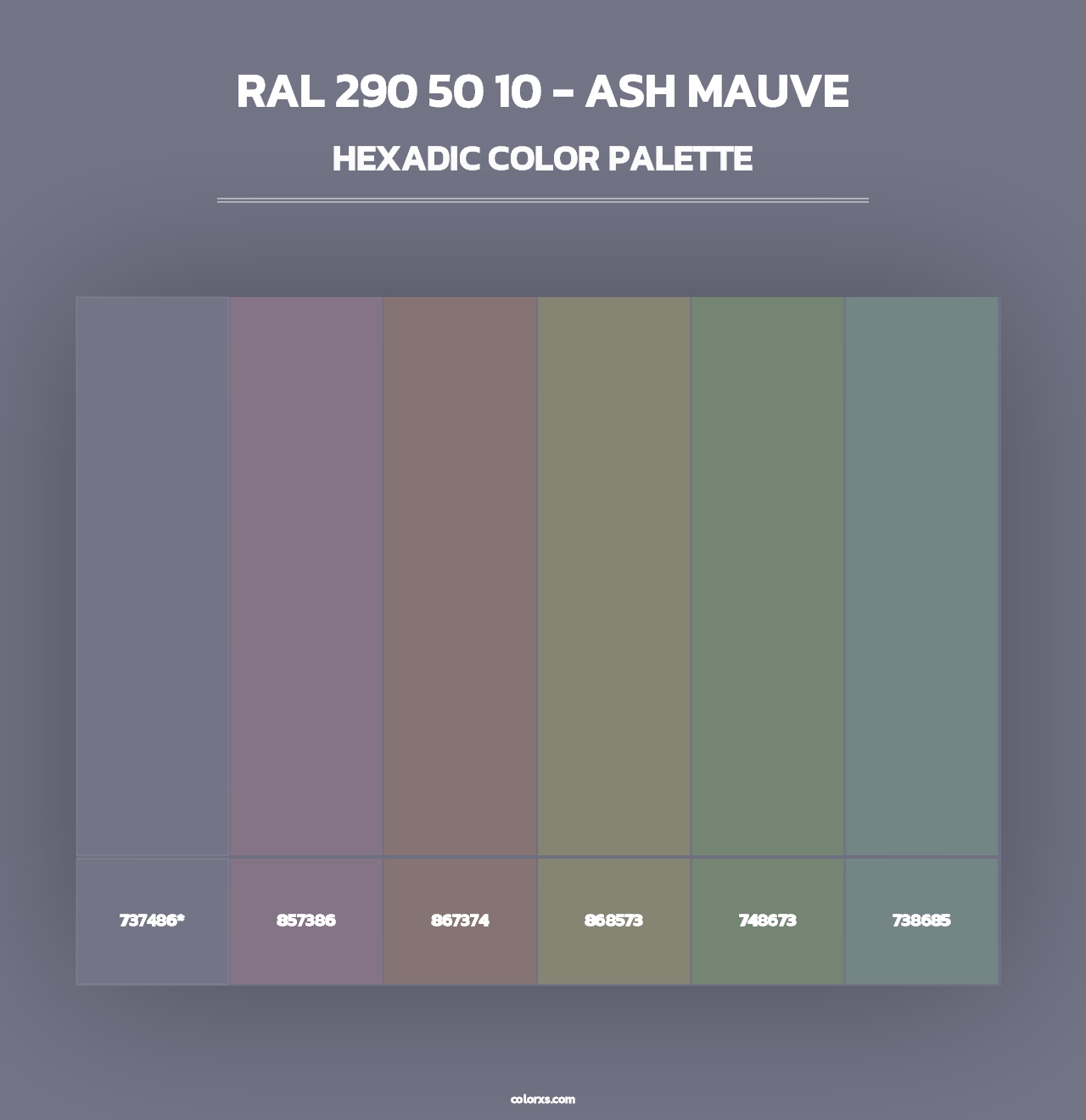 RAL 290 50 10 - Ash Mauve - Hexadic Color Palette