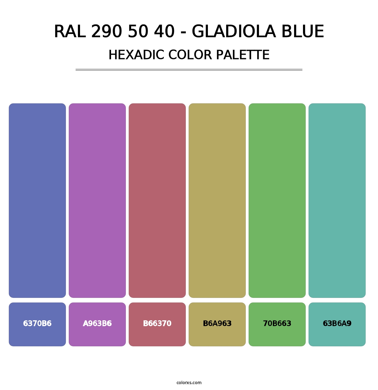 RAL 290 50 40 - Gladiola Blue - Hexadic Color Palette