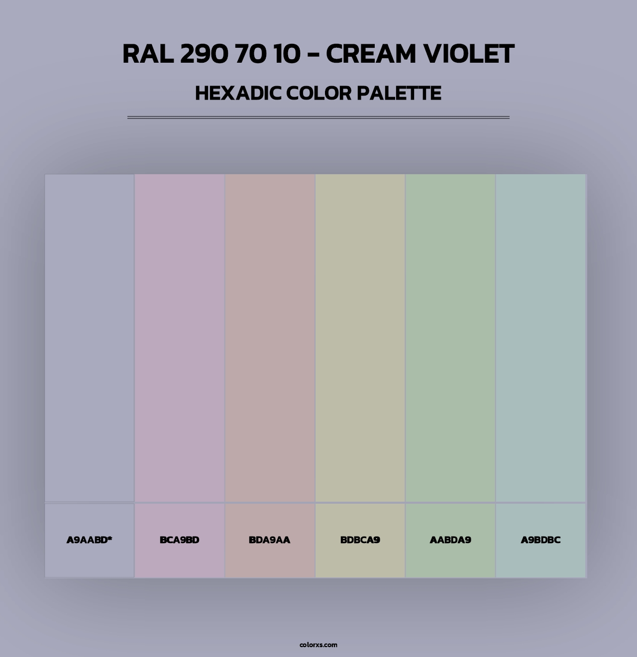 RAL 290 70 10 - Cream Violet - Hexadic Color Palette