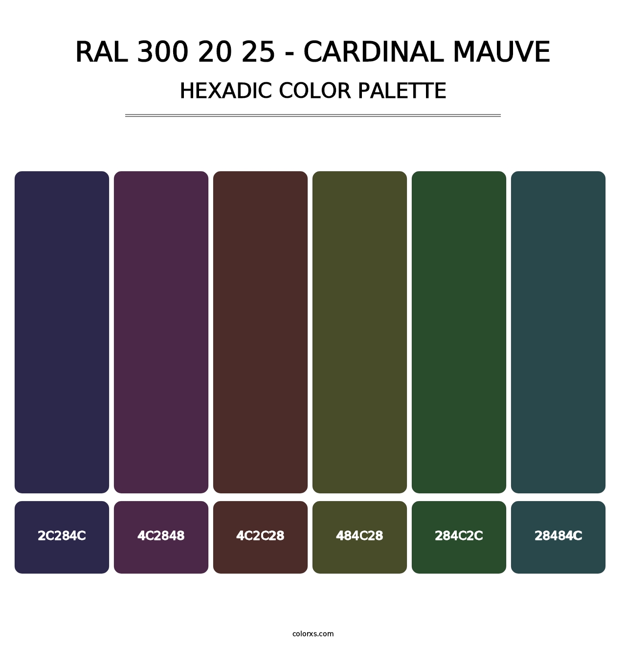 RAL 300 20 25 - Cardinal Mauve - Hexadic Color Palette