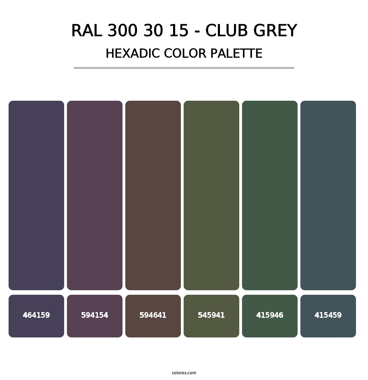 RAL 300 30 15 - Club Grey - Hexadic Color Palette