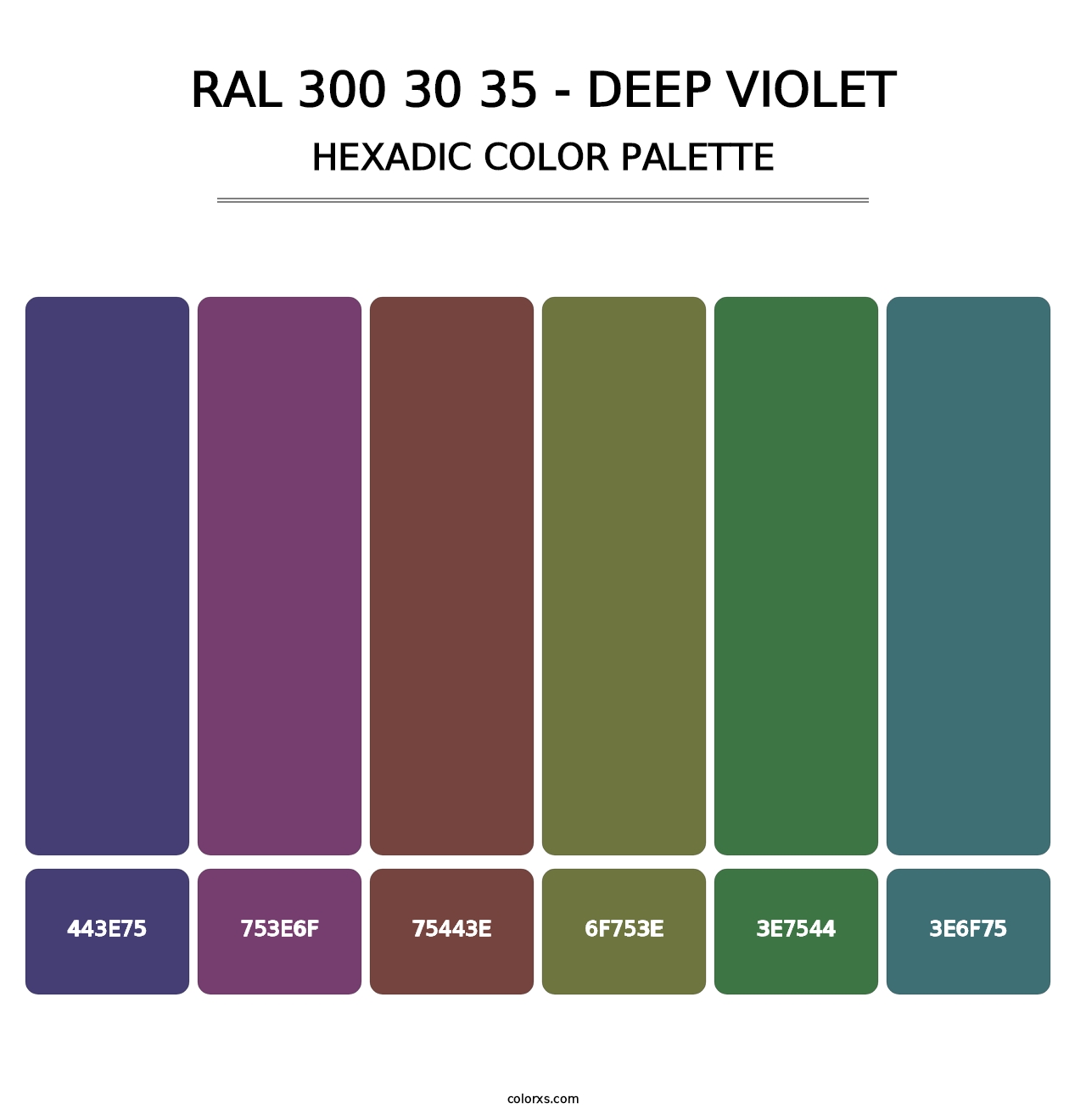 RAL 300 30 35 - Deep Violet - Hexadic Color Palette