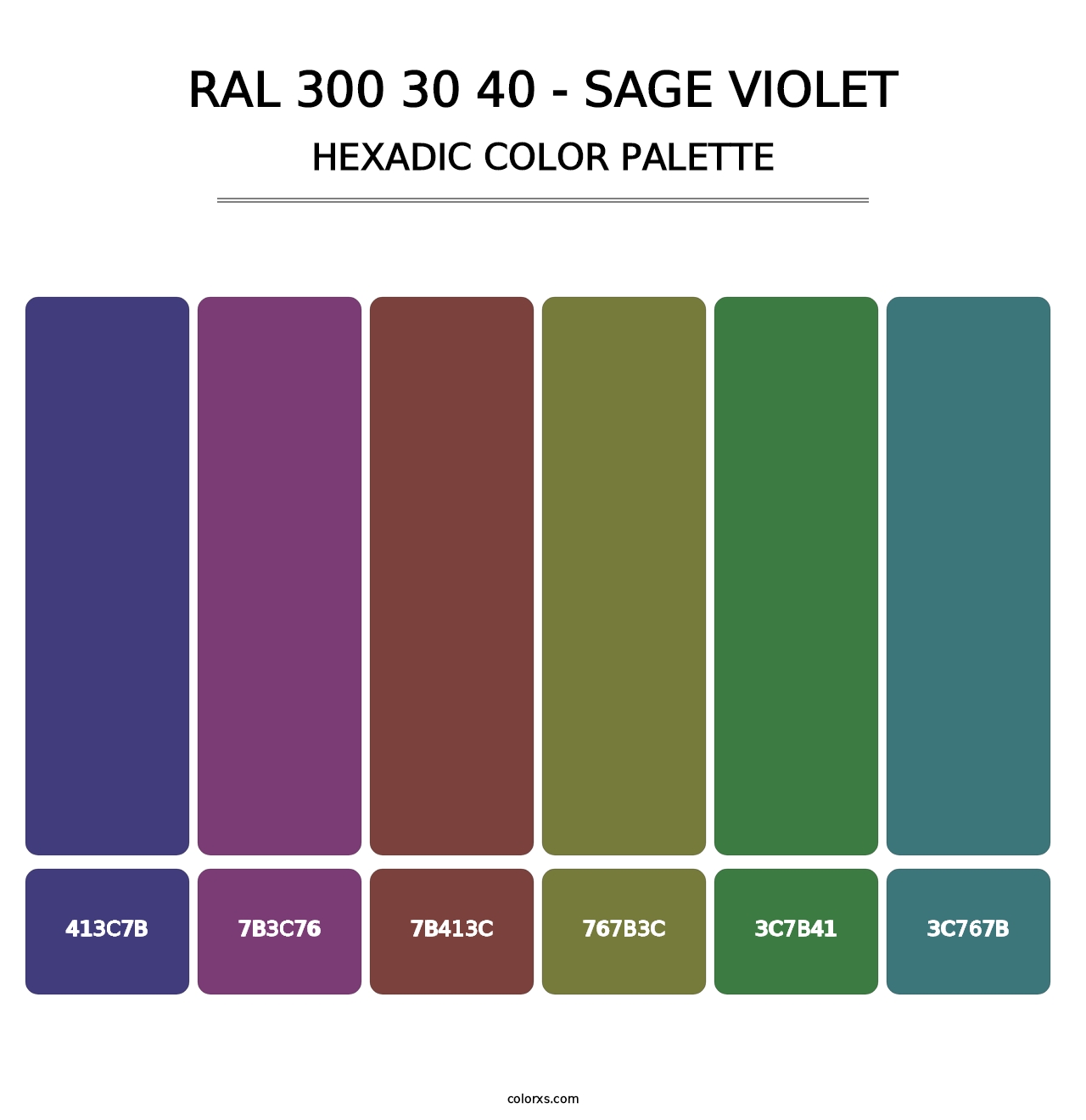 RAL 300 30 40 - Sage Violet - Hexadic Color Palette