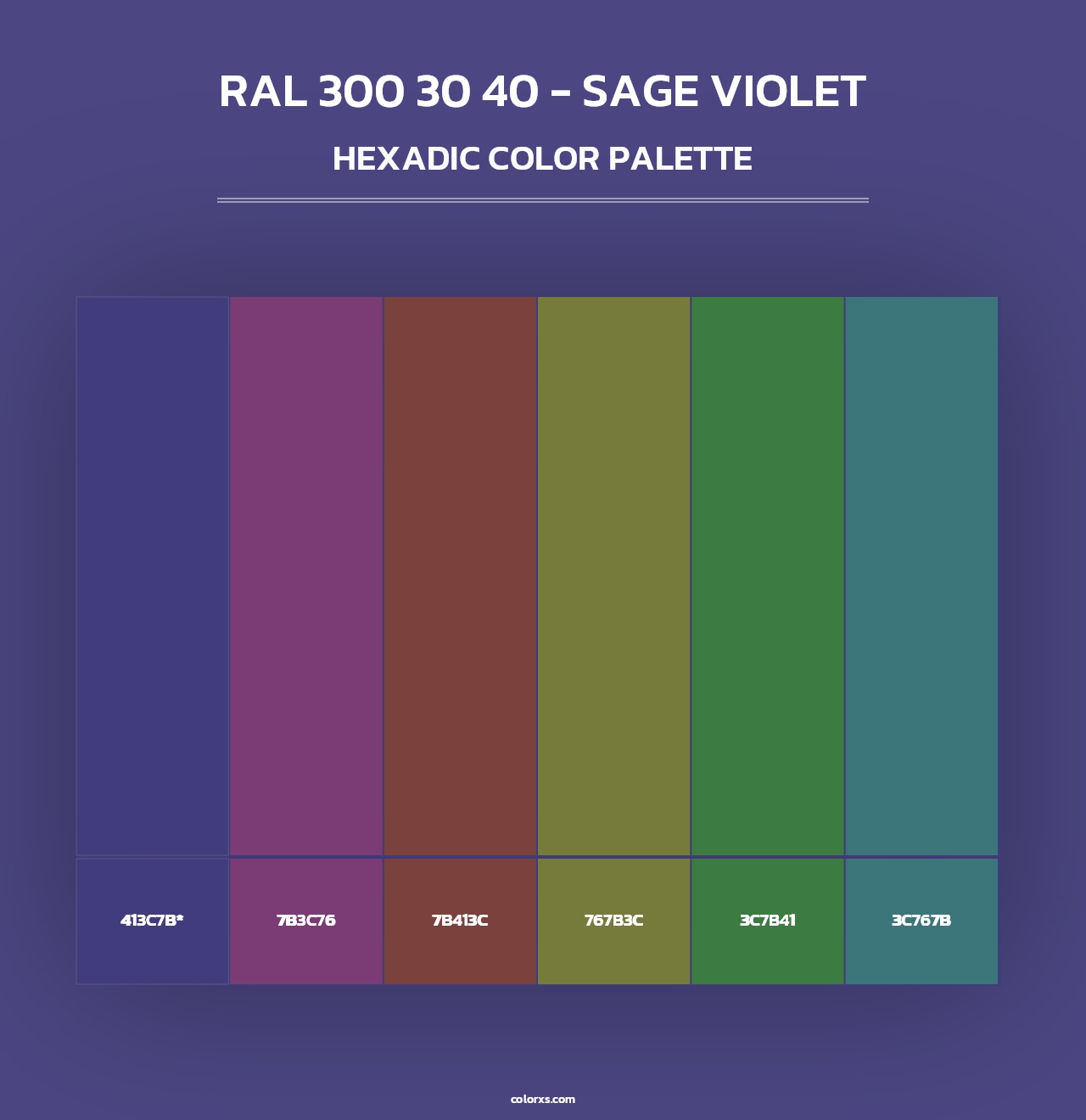RAL 300 30 40 - Sage Violet - Hexadic Color Palette