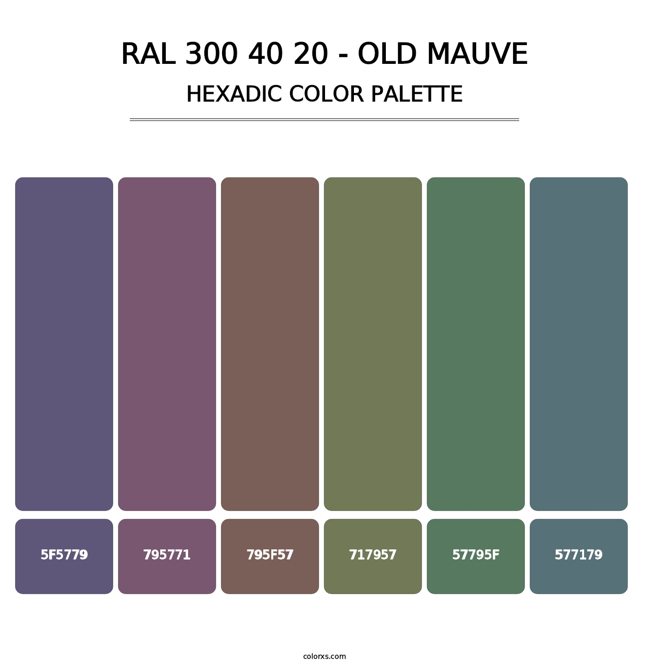 RAL 300 40 20 - Old Mauve - Hexadic Color Palette