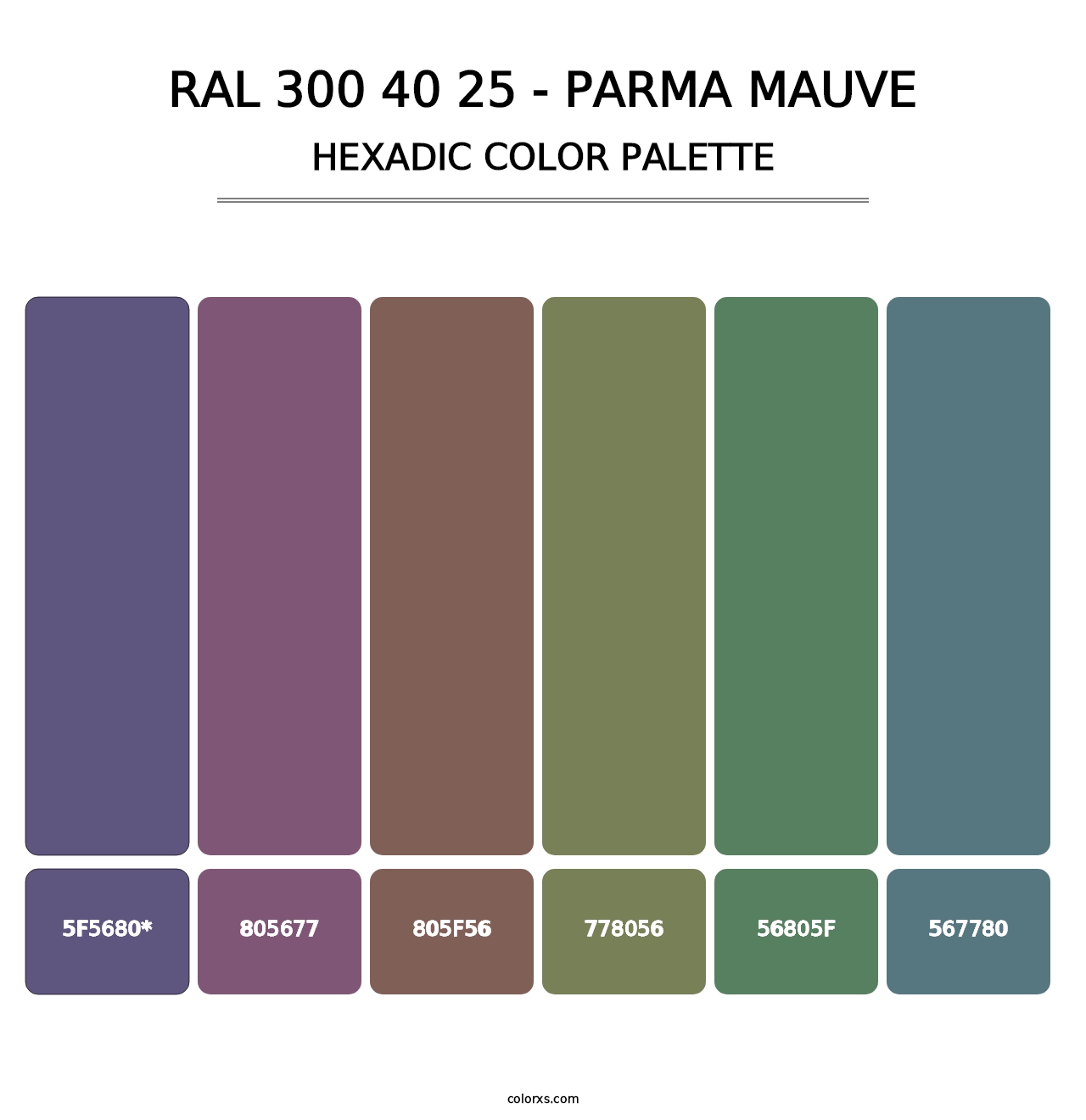 RAL 300 40 25 - Parma Mauve - Hexadic Color Palette