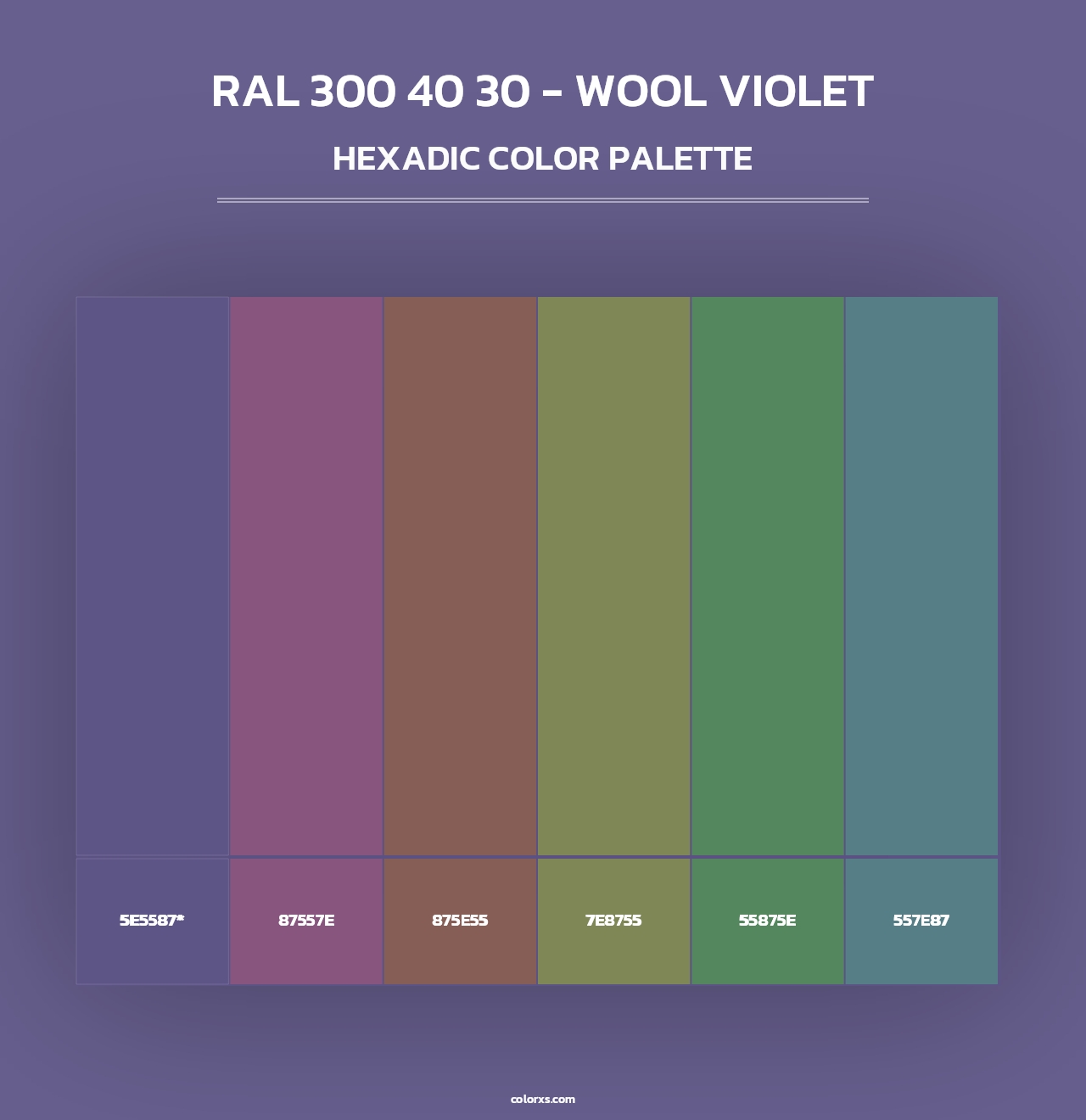 RAL 300 40 30 - Wool Violet - Hexadic Color Palette