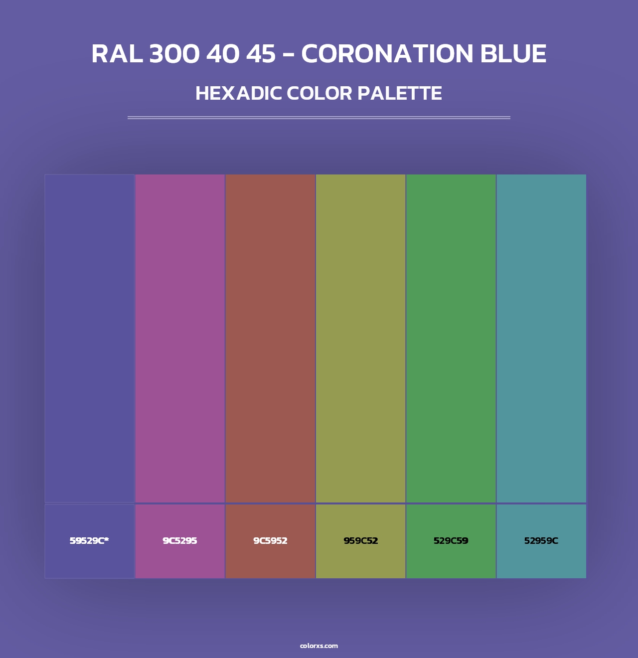 RAL 300 40 45 - Coronation Blue - Hexadic Color Palette