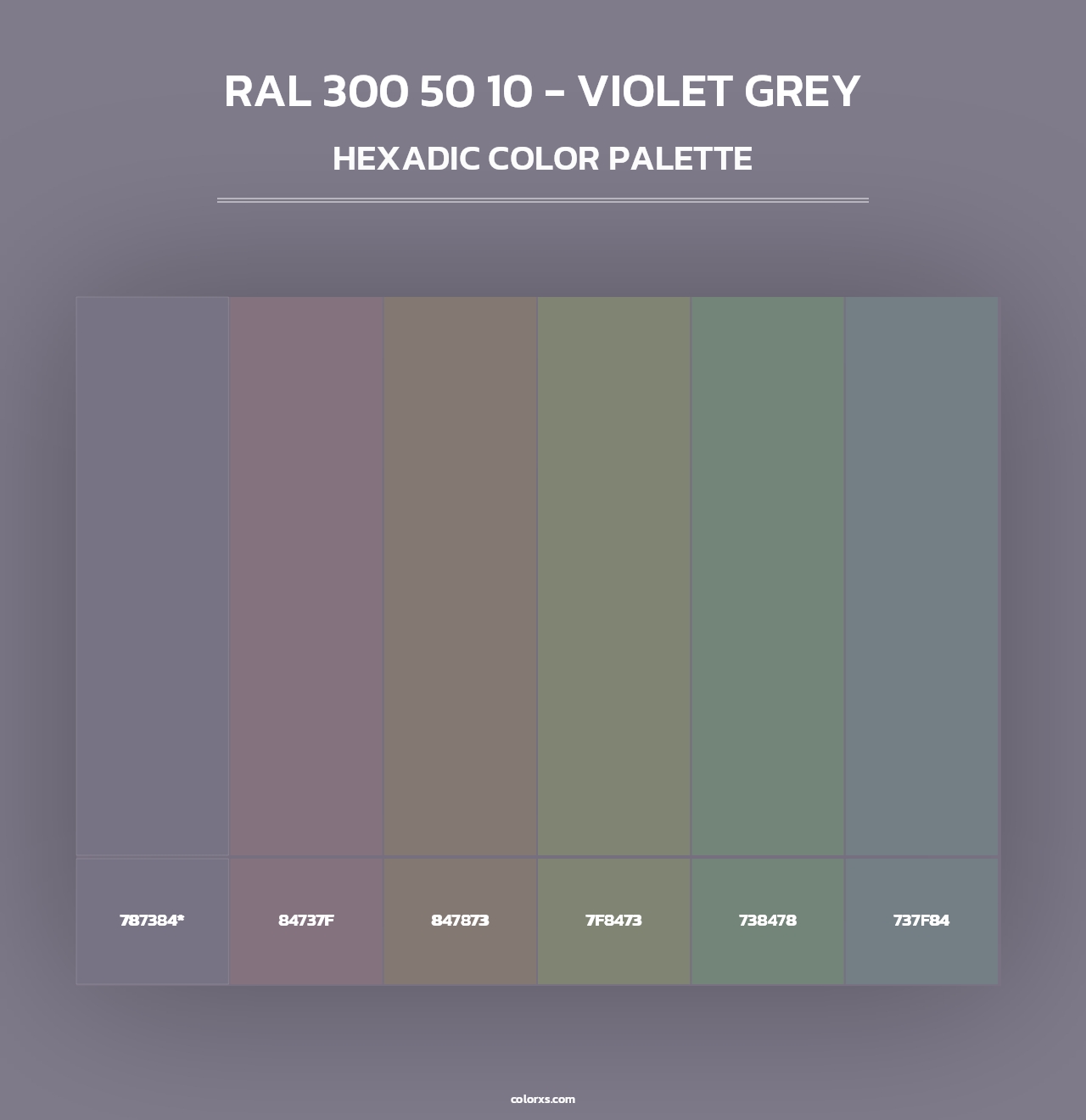 RAL 300 50 10 - Violet Grey - Hexadic Color Palette