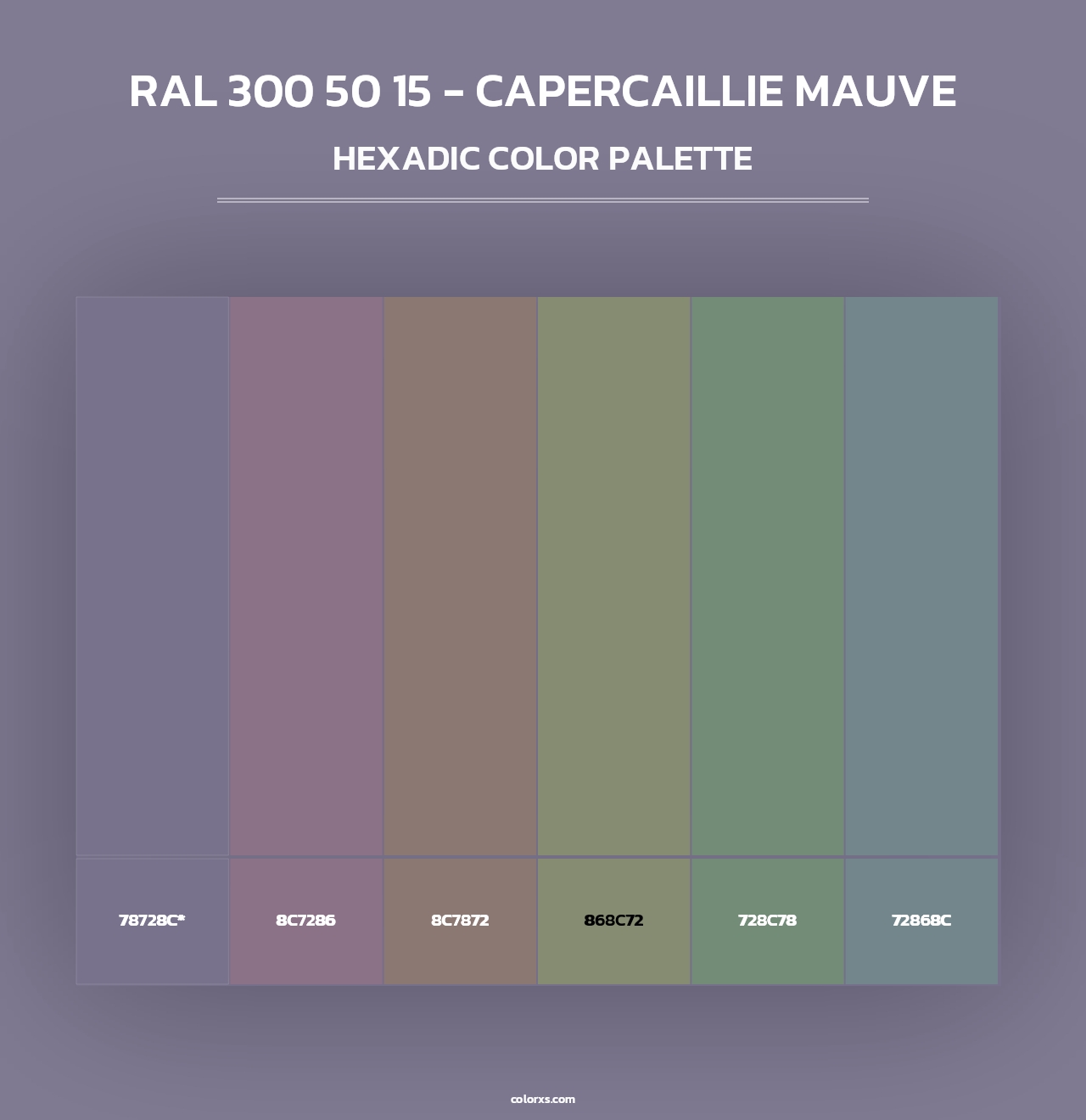 RAL 300 50 15 - Capercaillie Mauve - Hexadic Color Palette