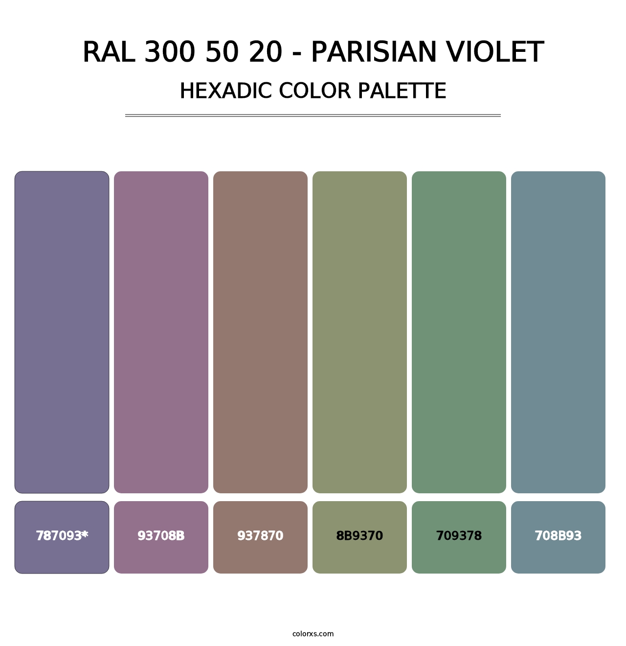 RAL 300 50 20 - Parisian Violet - Hexadic Color Palette