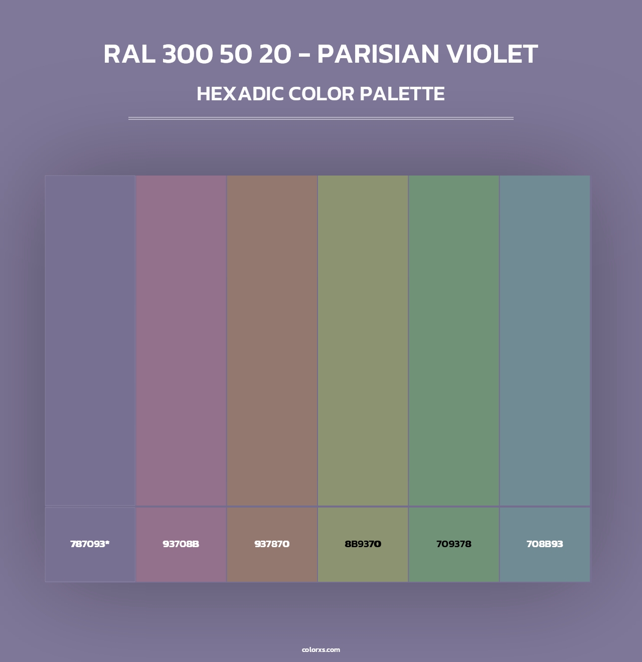 RAL 300 50 20 - Parisian Violet - Hexadic Color Palette