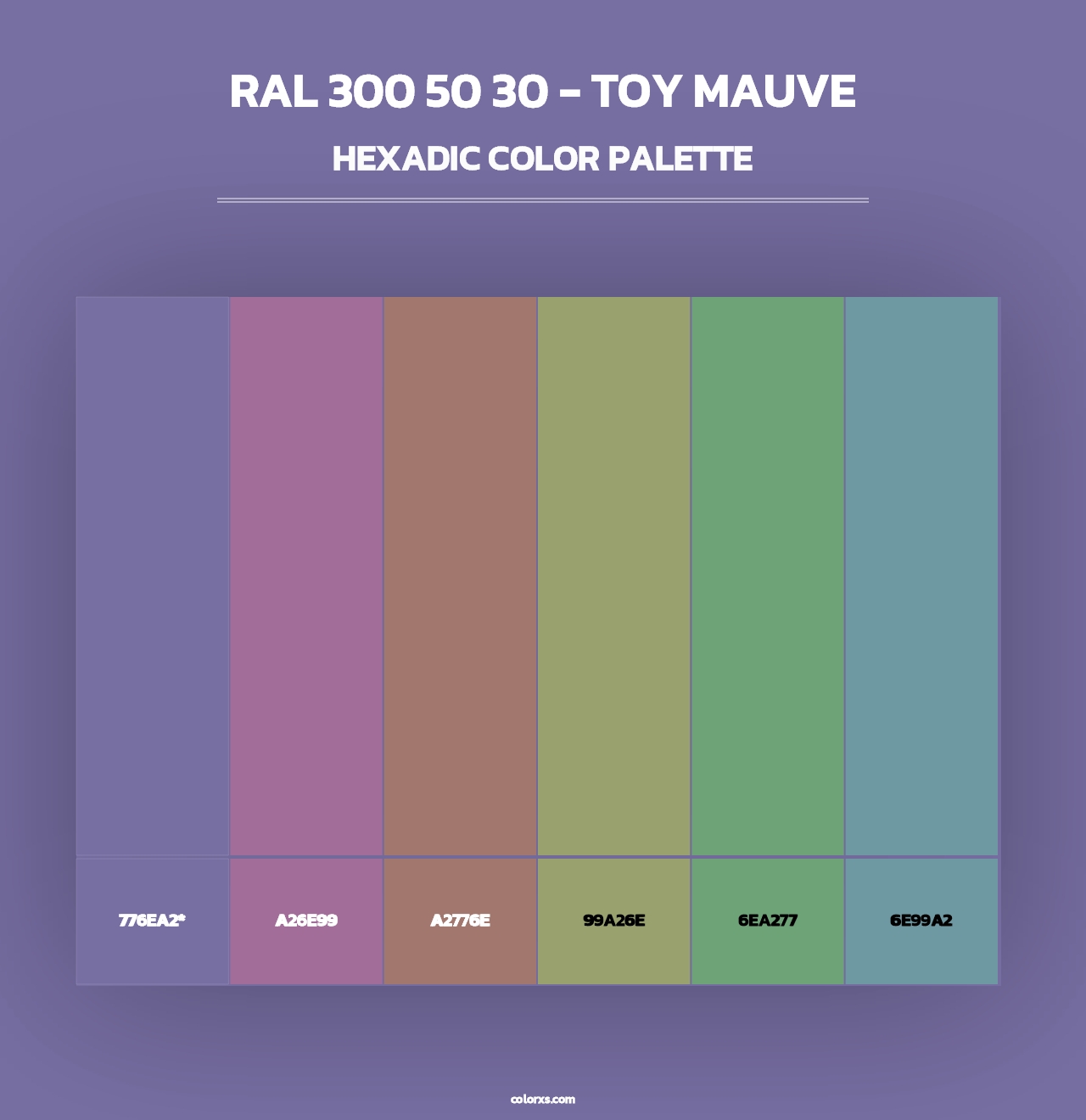 RAL 300 50 30 - Toy Mauve - Hexadic Color Palette