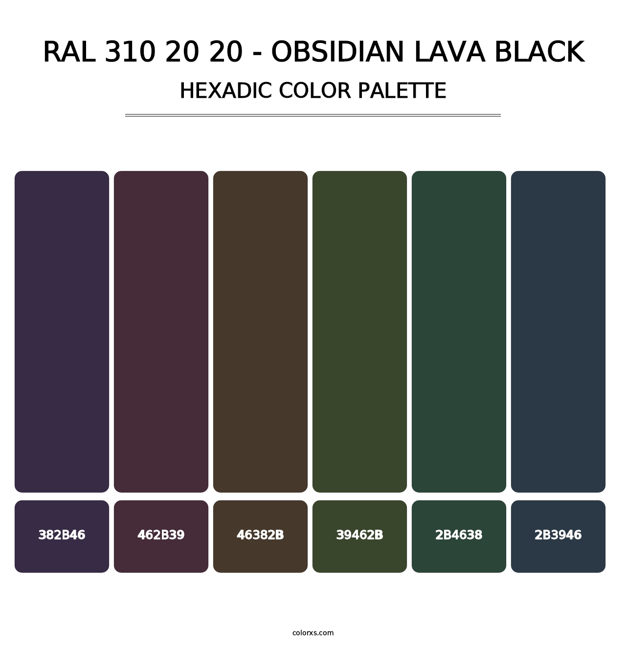 RAL 310 20 20 - Obsidian Lava Black - Hexadic Color Palette