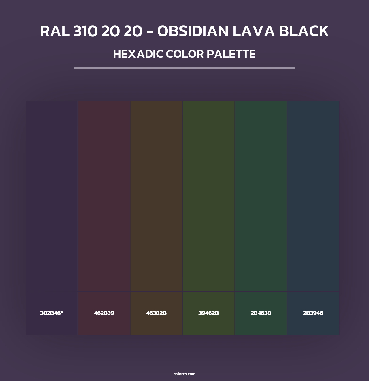 RAL 310 20 20 - Obsidian Lava Black - Hexadic Color Palette