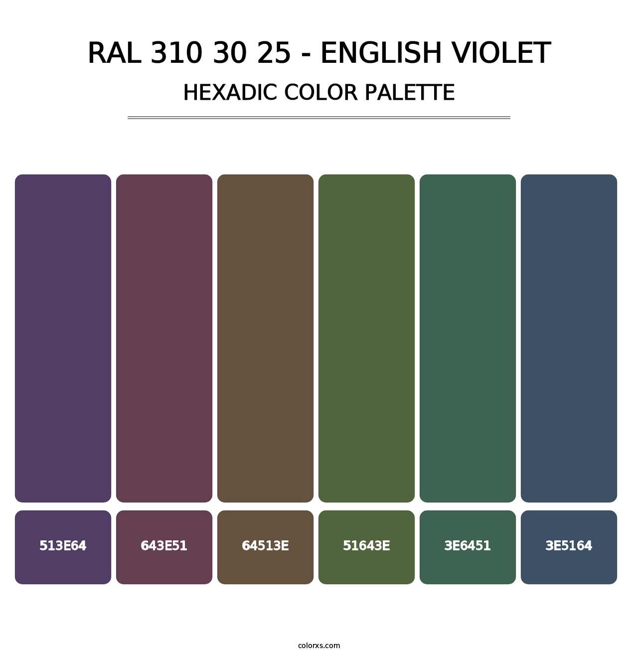 RAL 310 30 25 - English Violet - Hexadic Color Palette