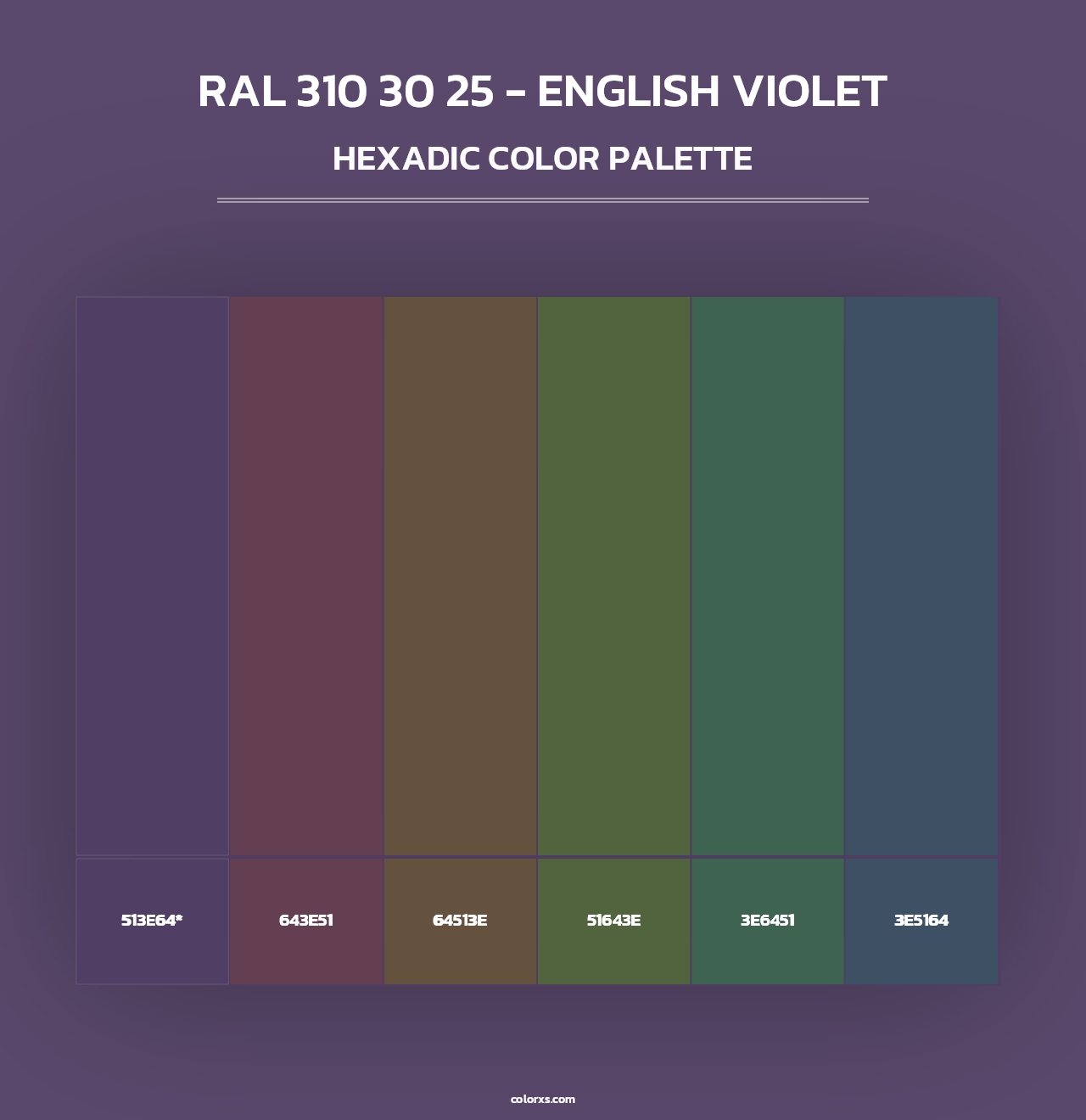 RAL 310 30 25 - English Violet - Hexadic Color Palette