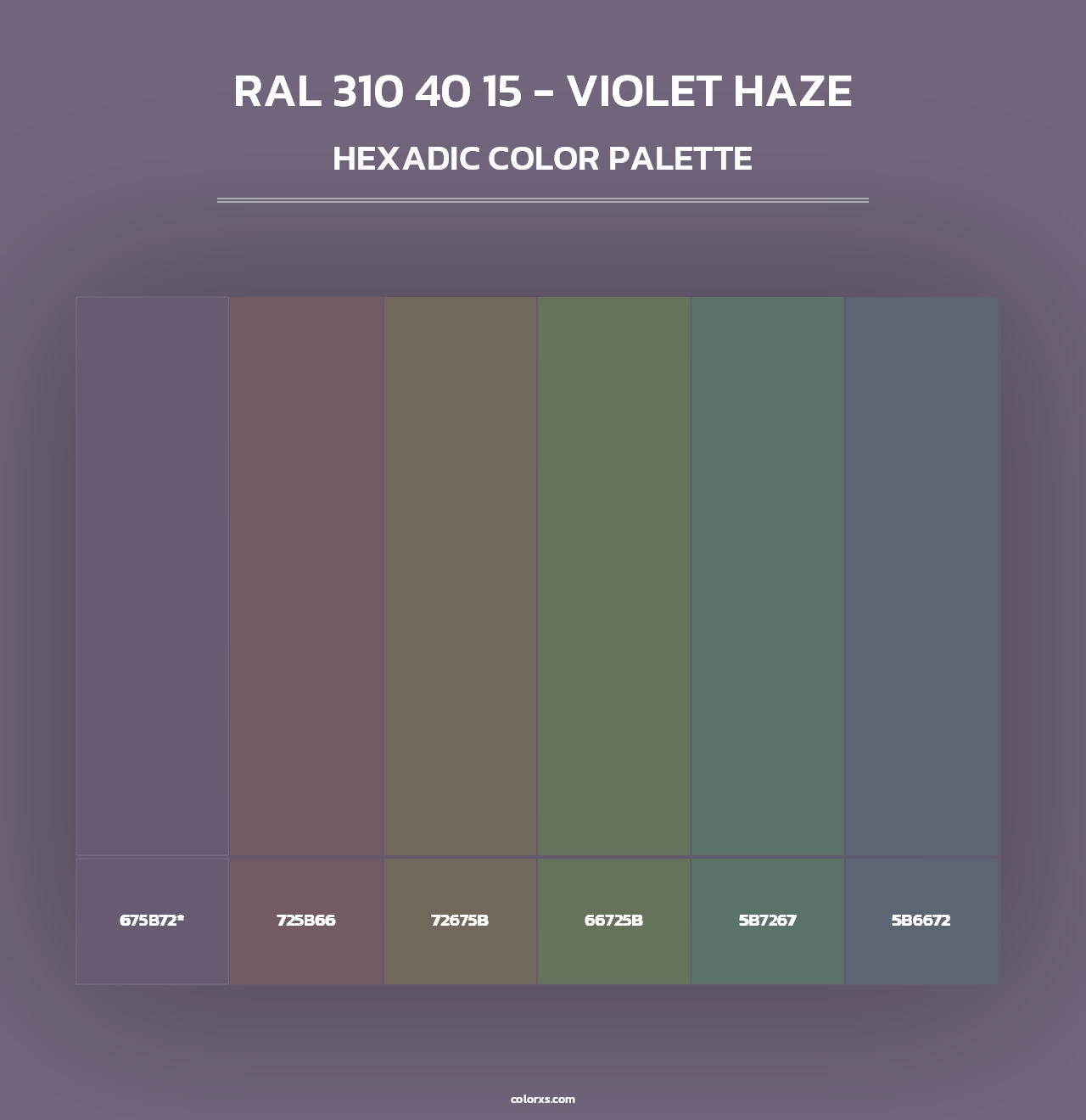 RAL 310 40 15 - Violet Haze - Hexadic Color Palette