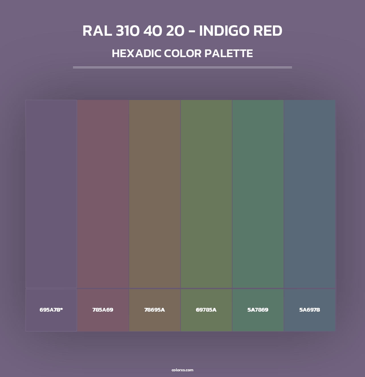 RAL 310 40 20 - Indigo Red - Hexadic Color Palette